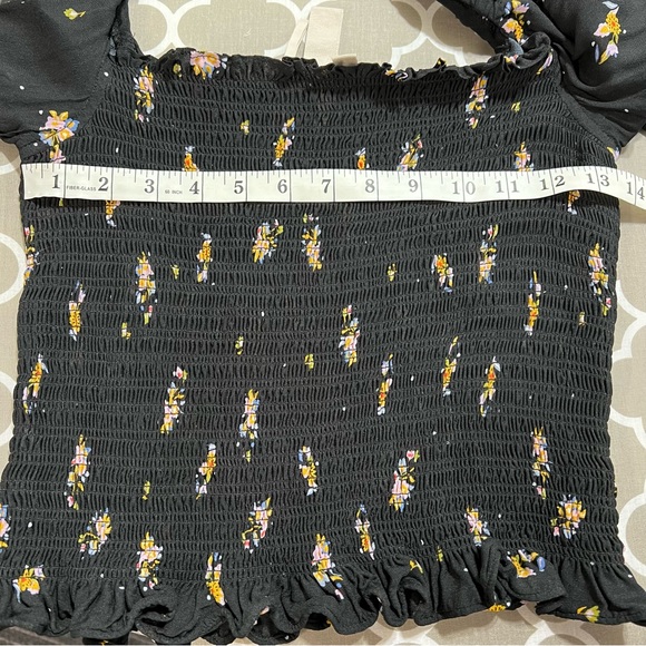 Anthropologie Dolan Pieta Balloon Sleeve Smocked Floral Blouse Large Black - Picture 11 of 11